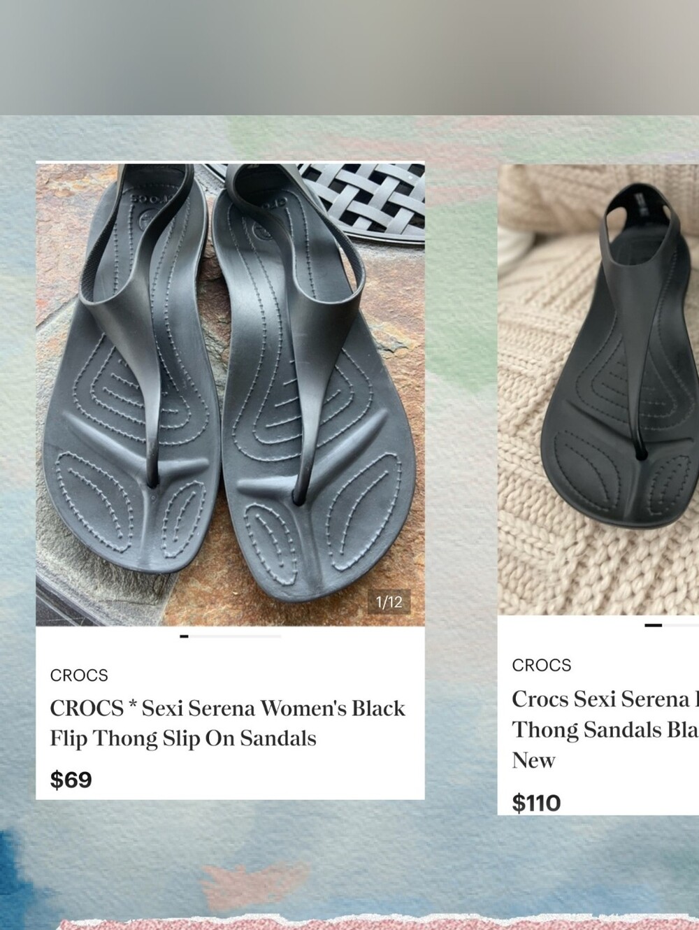 Crocs Sexi Serena Thong Sandals in Black Sz 7 - Picture 10 of 10